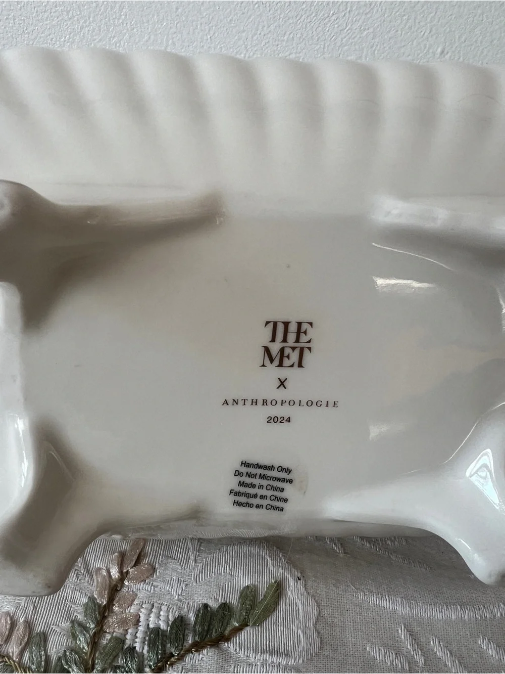 Anthropologie Cream and Gold MET Collaboration Stoneware Teapot
